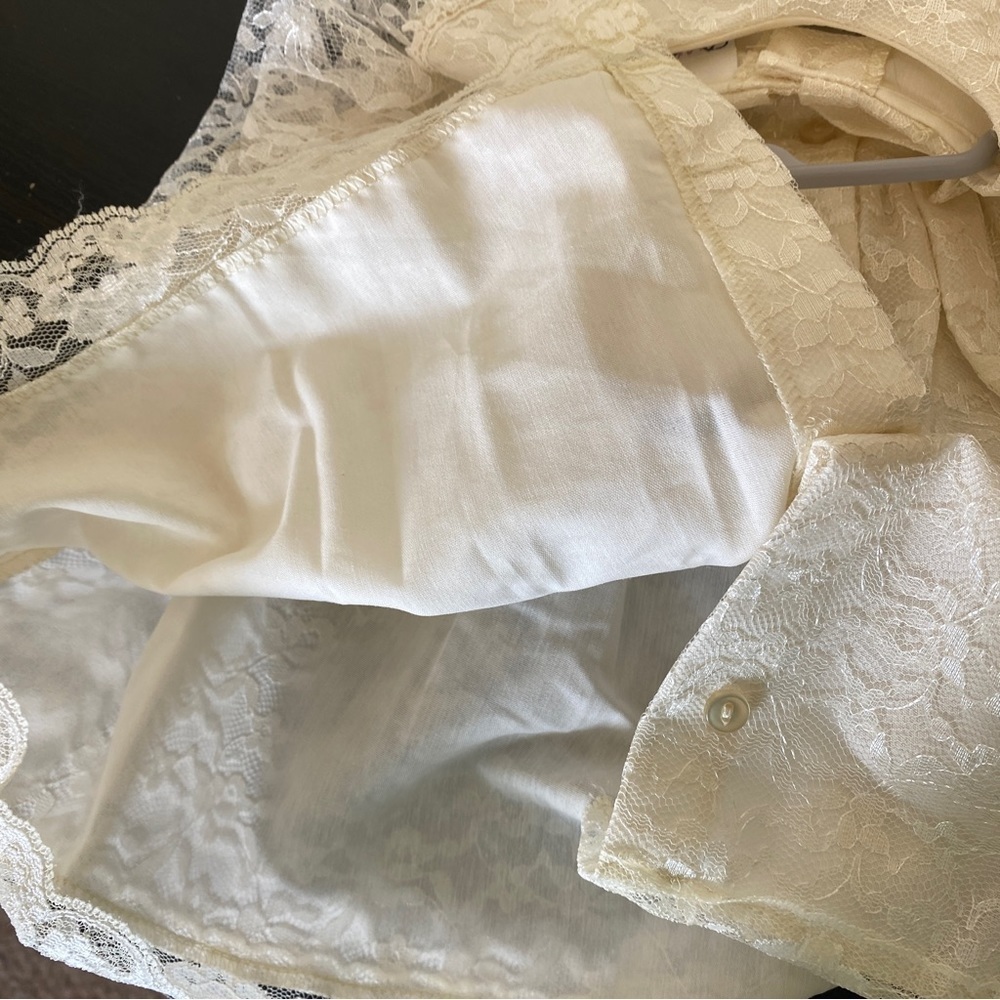 Rose Cottage lace formal dress cream off white 18 months sailor collar pink rose - Picture 4 of 6